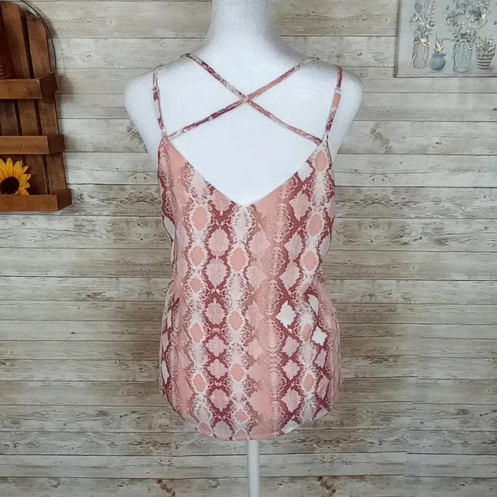 Charming‎ Charlie’s Spaghetti Strap Pink Snakeskin Print Top S